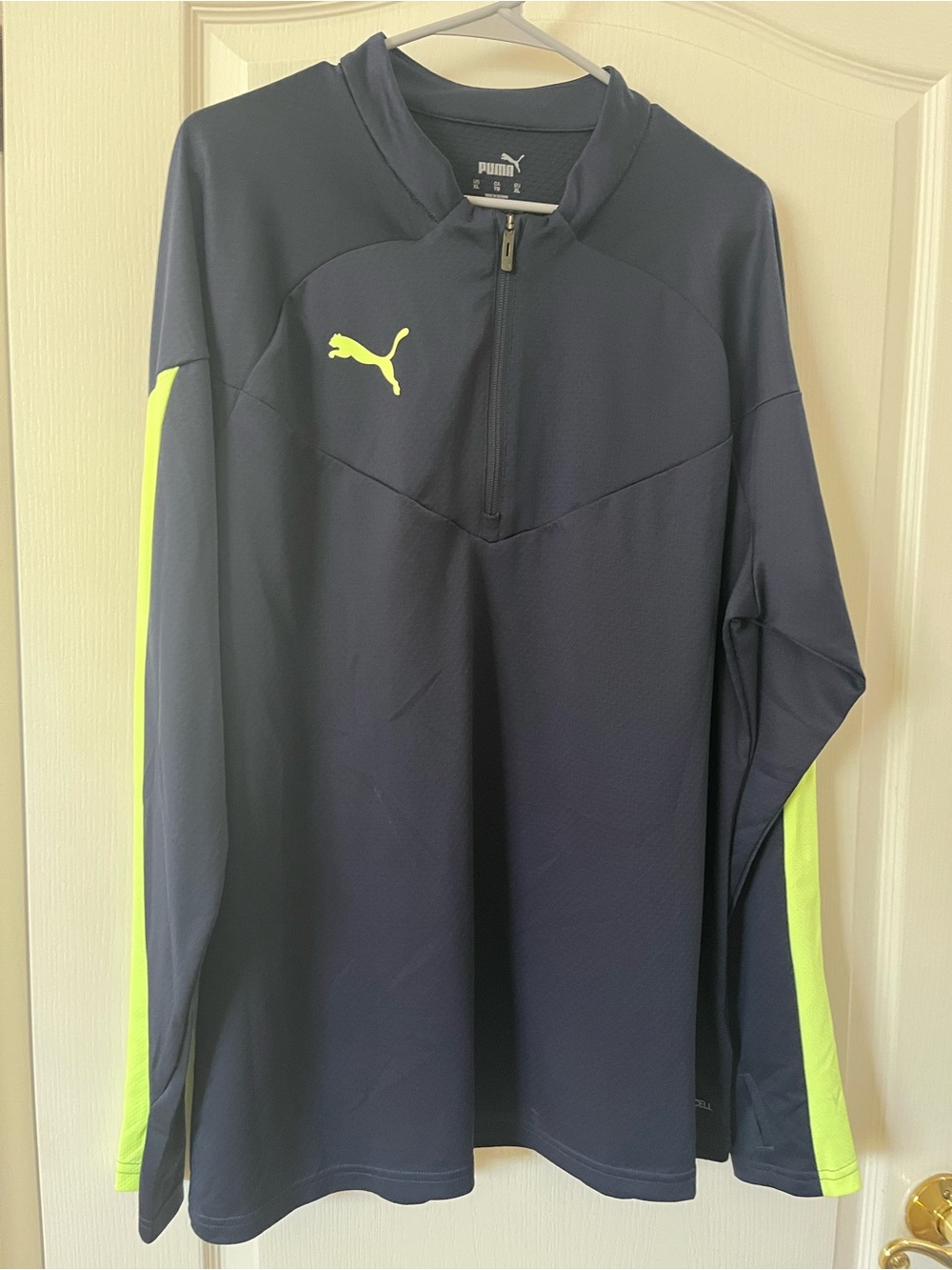 Puma charcoal 1/4 zip jacket with Neon Yellow Cat Logo